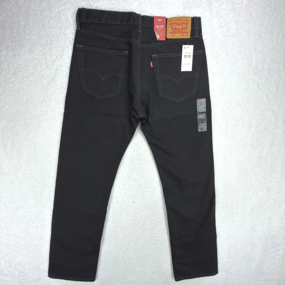 Levis‎ 505 Regular Fit Straight Leg Jeans Mens 33x32 Black NWT NOS Vintage